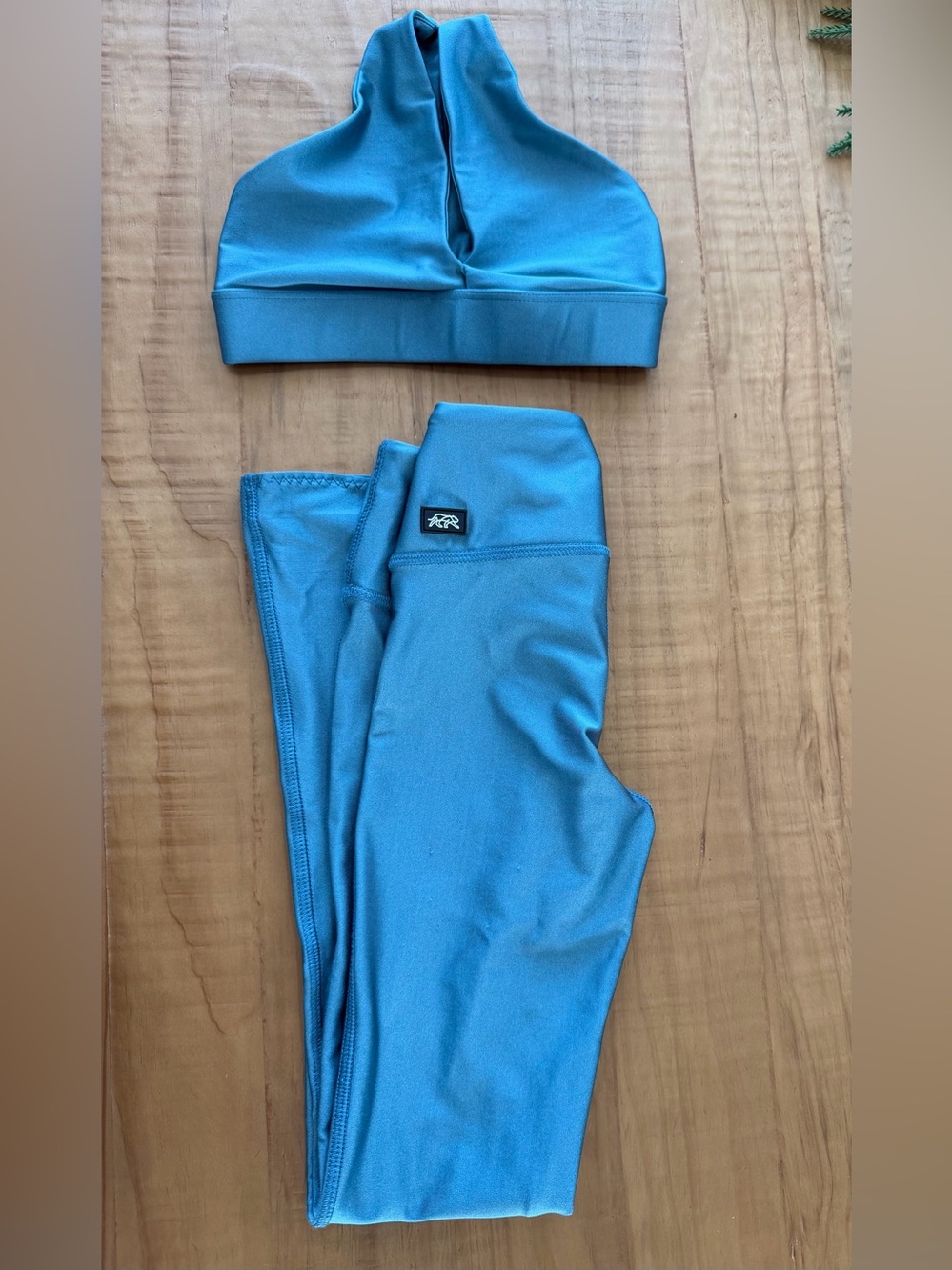 Tiger Friday Kids Athletic Matching Set - Teal Blue/ green sports bra & Leggings